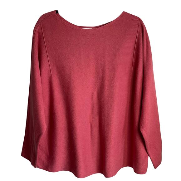 J. Jill Pullover Sweater Mauve Lace Up Back Boat Neck Sz XLP Oversized Casual - Picture 1 of 9